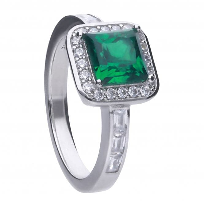 Art Deco Style Emerald Cubic Zirconia Pave Ring R3749DiamonfireR3749 16