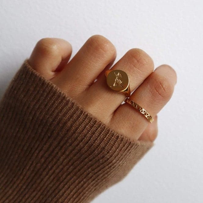 Artisan Stamped Stacking 18ct Gold Plated Ring NR05_GPDaisyNR05_GP_L