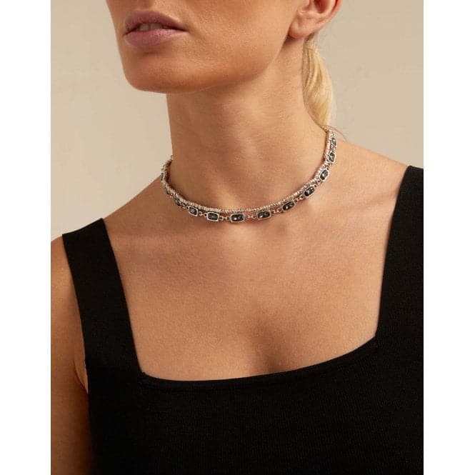 Asceplius Grey Faceted Crystal NecklaceUNOde50COL1739NGRMTL0U