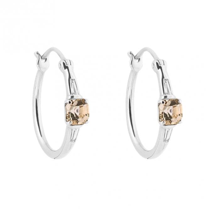 Asscher Cut Morganite Trapeze Cut Diamond White Gold Hoop Earrings GE2418PElements GoldGE2418P