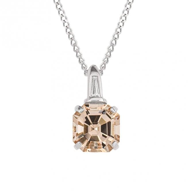 Asscher Cut Morganite Trapeze Cut Diamond White Gold Pendant GP2302PElements GoldGP2302P