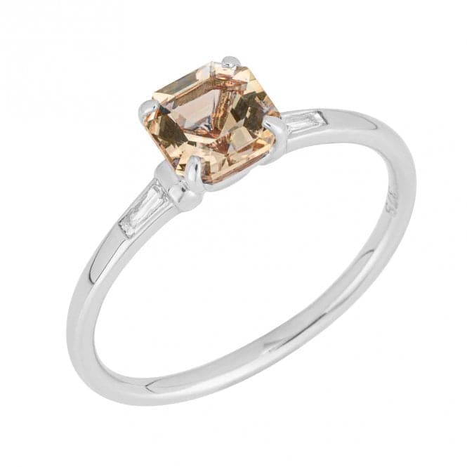 Asscher Cut Morganite Trapeze Cut Diamond White Gold Ring GR602PElements GoldGR602P 54