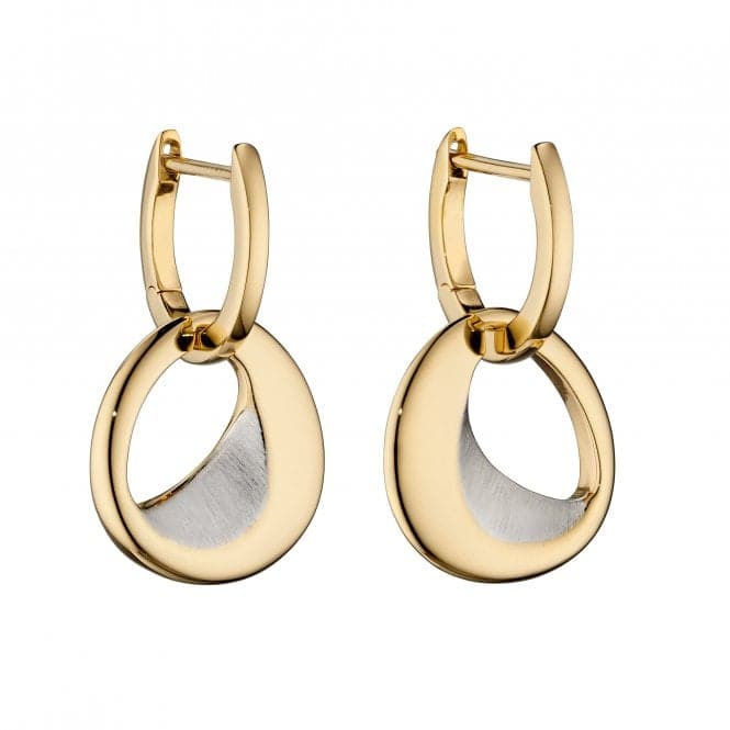 Assembled Hoop Organic Sculped Polished Gold Plating Satin Finished Silver Earrings E5835Fiorelli SilverE5835