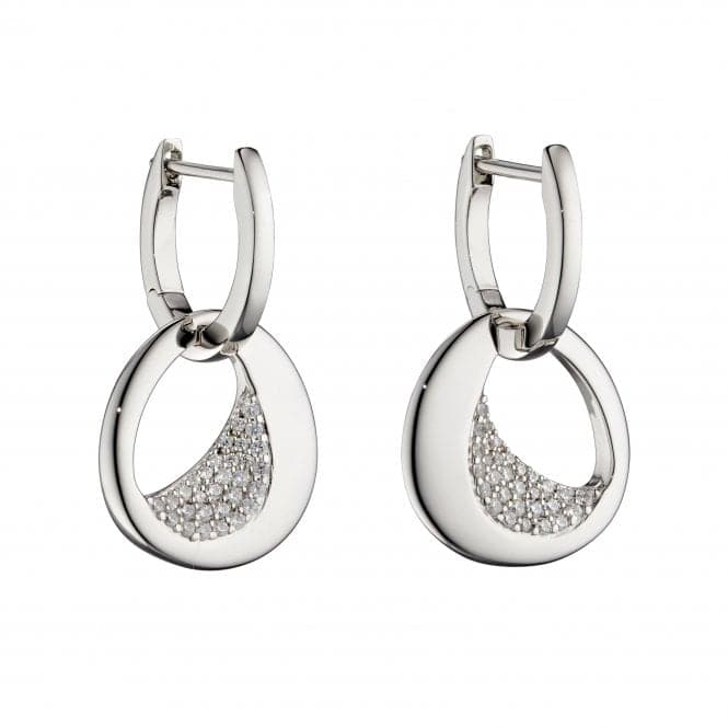 Assembled Hoop Organic Sculped Silver Cubic Zirconia Earrings E5834CFiorelli SilverE5834C