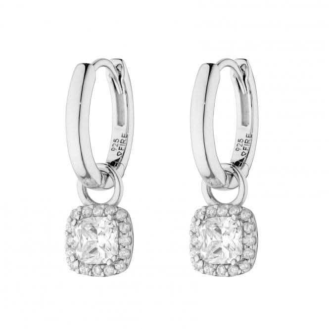Assembled Hoop Square Halo Drops Earrings E6061DiamonfireE6061