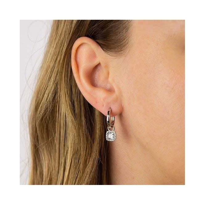 Assembled Hoop Square Halo Drops Earrings E6061DiamonfireE6061