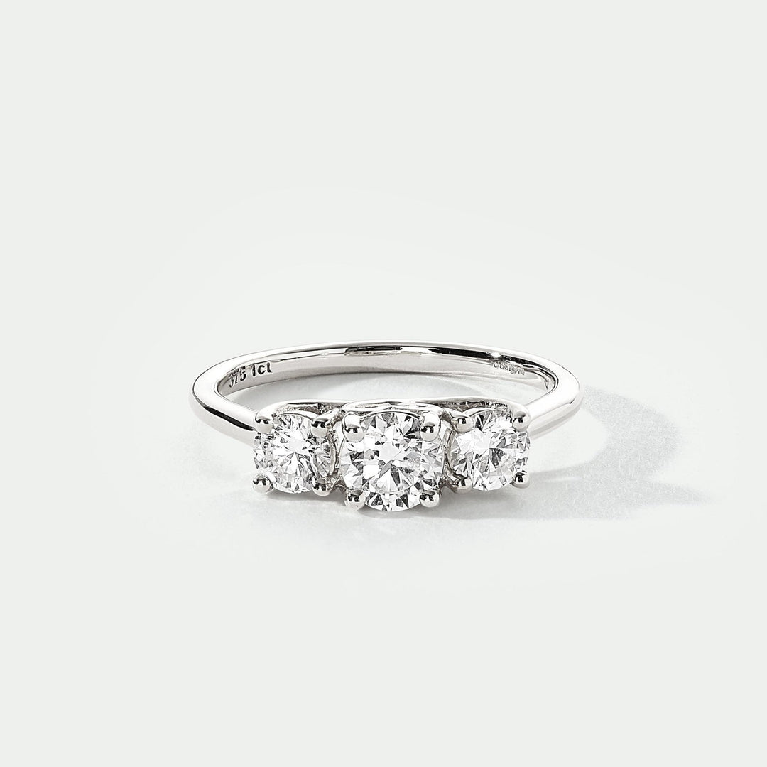 Audrey | 9ct White Gold 1ct tw Lab Grown Diamond Three Stone RingCreated BrillianceBA0063516 - O