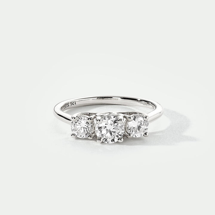 Audrey | 9ct White Gold 1ct tw Lab Grown Diamond Three Stone RingCreated BrillianceBA0063516 - O