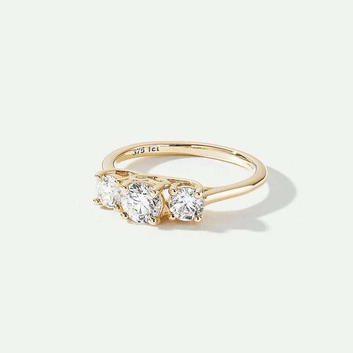 Audrey | 9ct Yellow Gold 1ct tw Lab Grown Diamond Three Stone RingCreated BrillianceBA0064151 - M