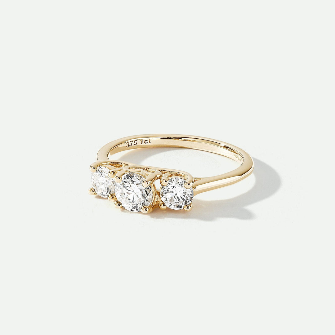 Audrey | 9ct Yellow Gold 1ct tw Lab Grown Diamond Three Stone RingCreated BrillianceBA0064151 - N