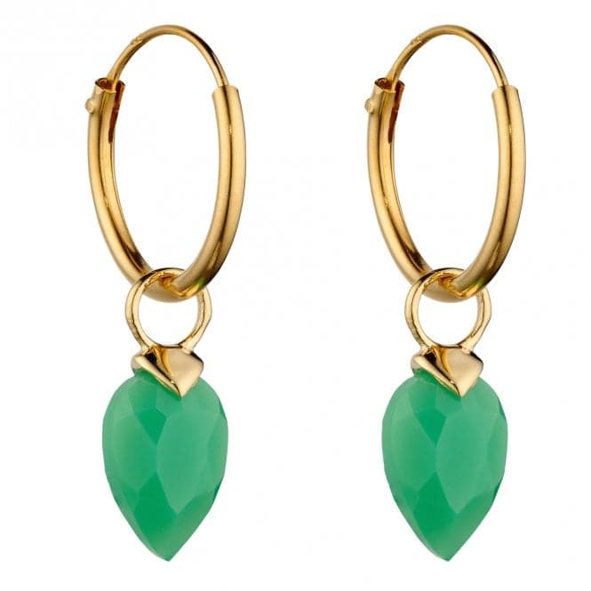 August Yellow Gold Plated Birthstone Chalcedony Stone Hoop Charm Earring Y2668BeginningsY2668