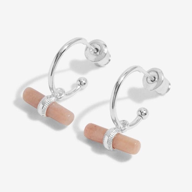 Aura Rhodochrosite Bar Silver Hoop Earrings 6301Joma Jewellery6301