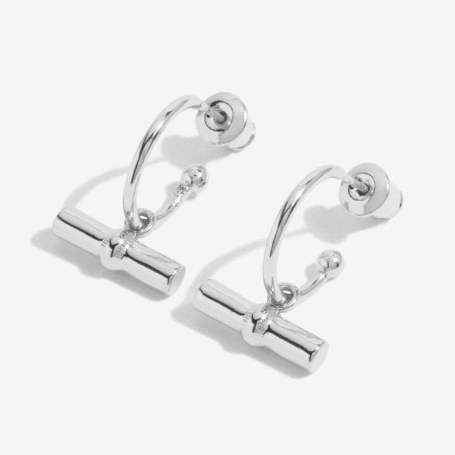 Aura Silver Bar Silver Hoop Earrings 6299Joma Jewellery6299