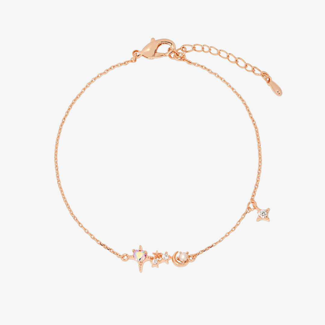 Smoked topaz Cubic Pearl Charm bracelet-6