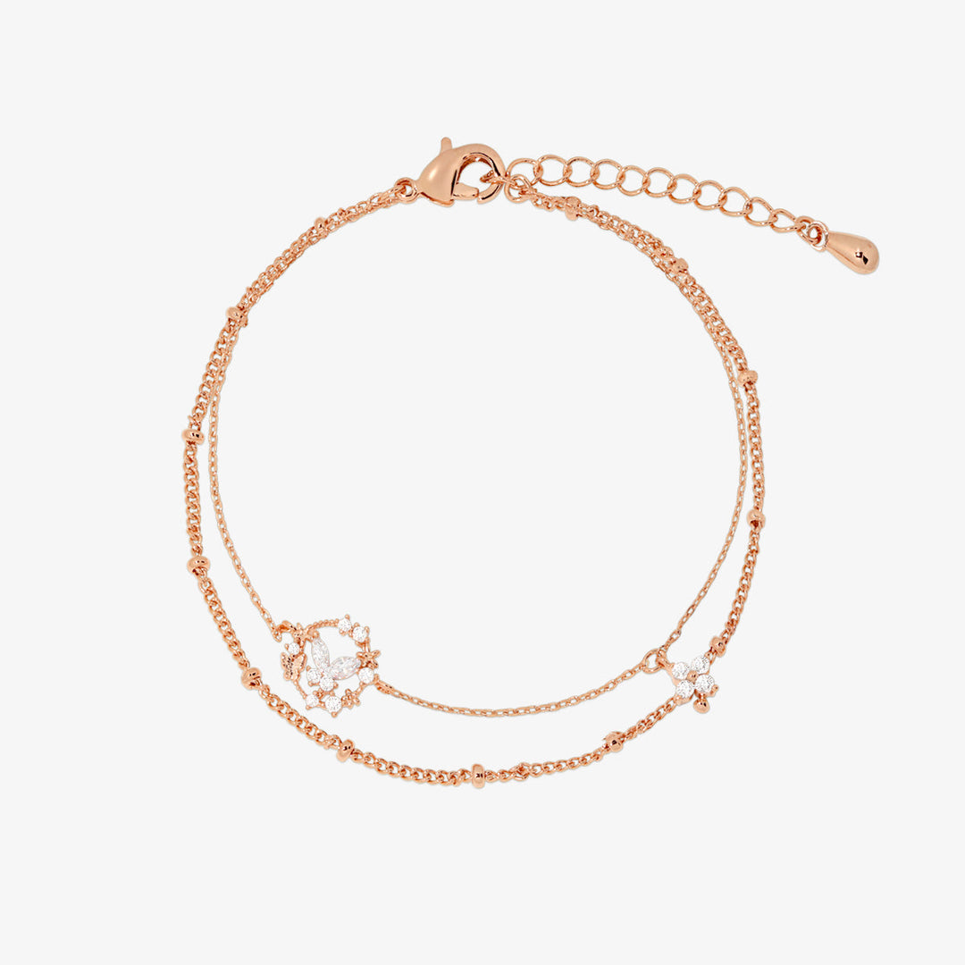 Cubic floral butterfly layered bracelet-5