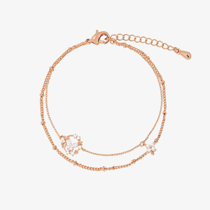 Cubic floral butterfly layered bracelet-5