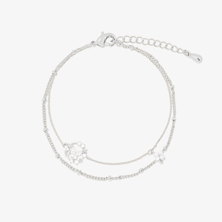 Cubic floral butterfly layered bracelet-4