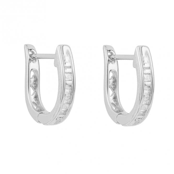 Baguette Diamond 9ct White Gold Hoop Earrings GE1011Elements GoldGE1011