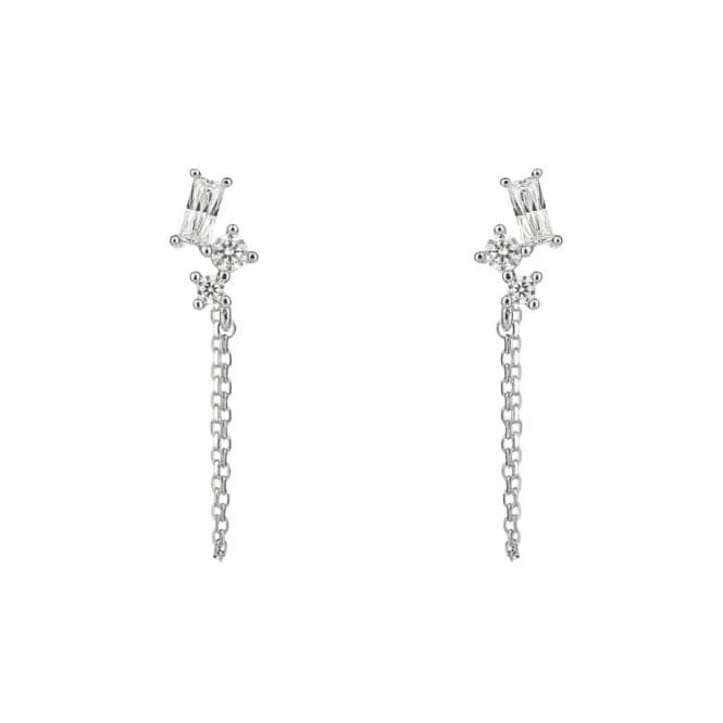 Baguette Zirconia Chain Stud Earrings E6183DiamonfireE6183