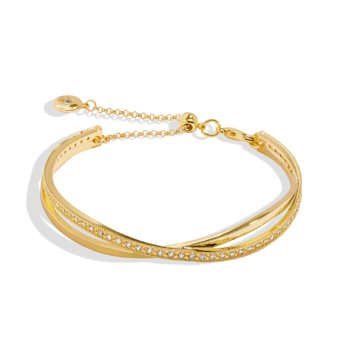 Bar Gold Crossover Gold Plated 6cm Bangle 8724Joma Jewellery8724