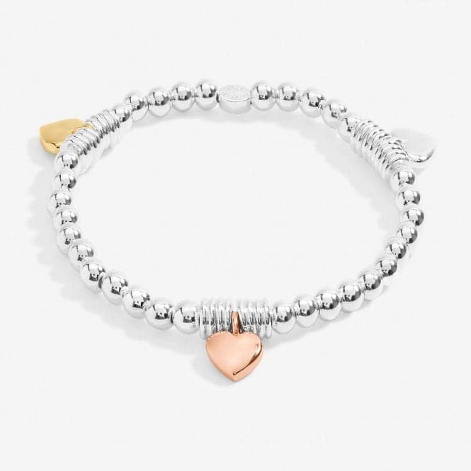 Bar Multi Heart Silver Gold & Rose Gold Plated 17.5cm Bracelet 7213Joma Jewellery7213