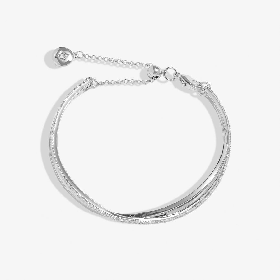 Bar Silver Crossover Silver Plated 6cm Bangle 8725Joma Jewellery8725