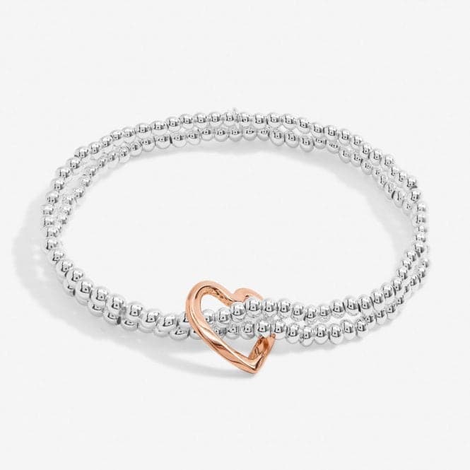Bar Twist Heart Silver & Rose Gold Plated 17.5cm Bracelet 7206Joma Jewellery7206