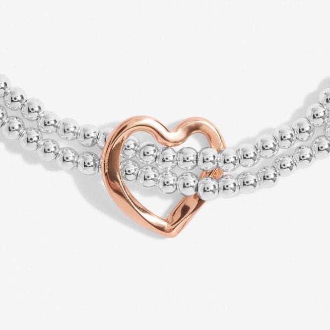 Bar Twist Heart Silver & Rose Gold Plated 17.5cm Bracelet 7206Joma Jewellery7206