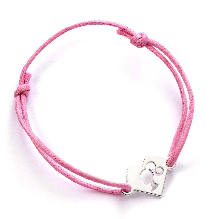 Barbie Sterling Silver Heart Friendship Pink Cord Bracelet BMSB0028BarbieBMSB0028