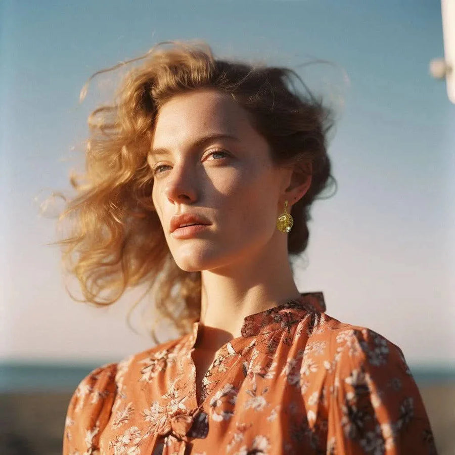 Baroque Pearl Earrings set in Gold Vermeil Mesh