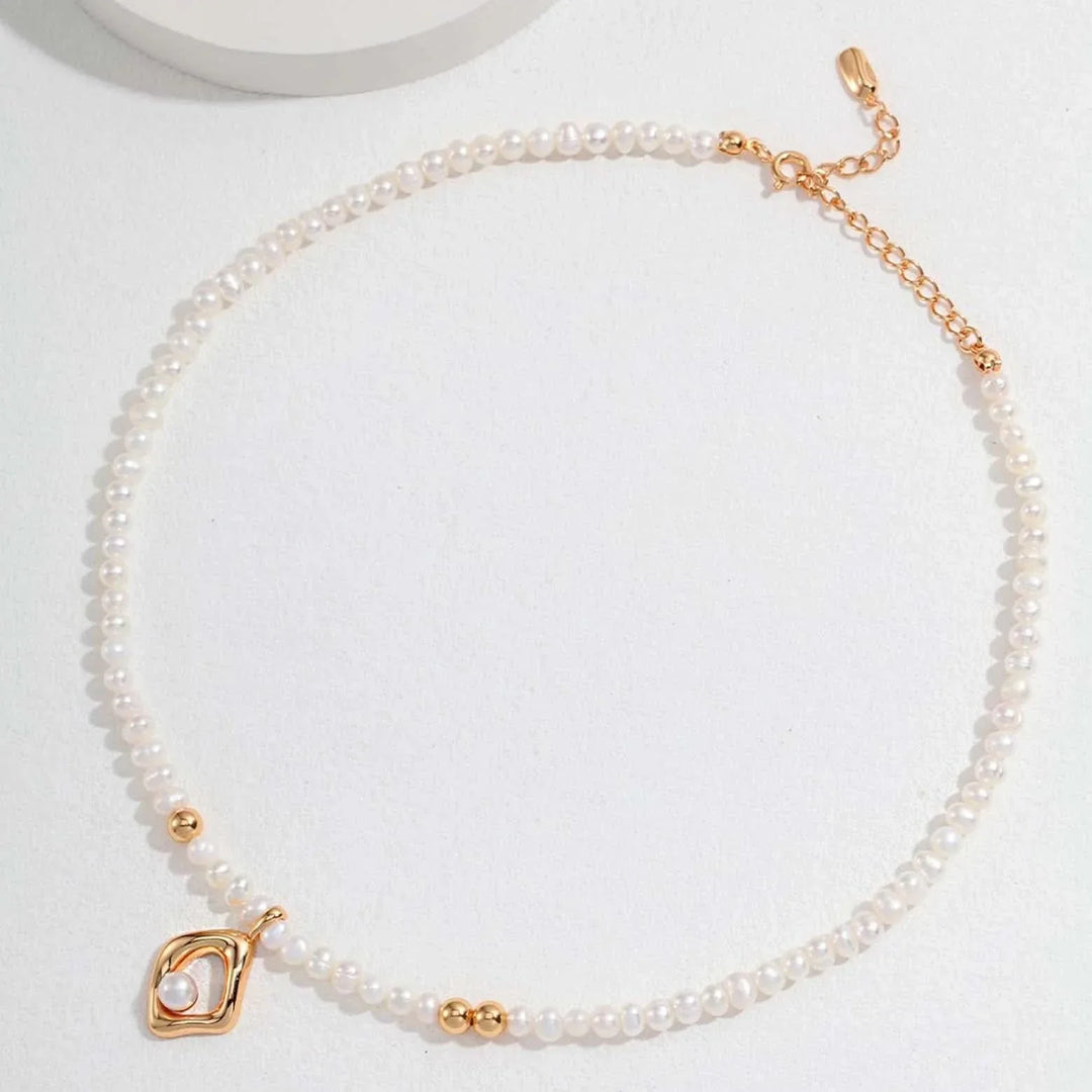 Bead Silver and Gold Pearl Necklace