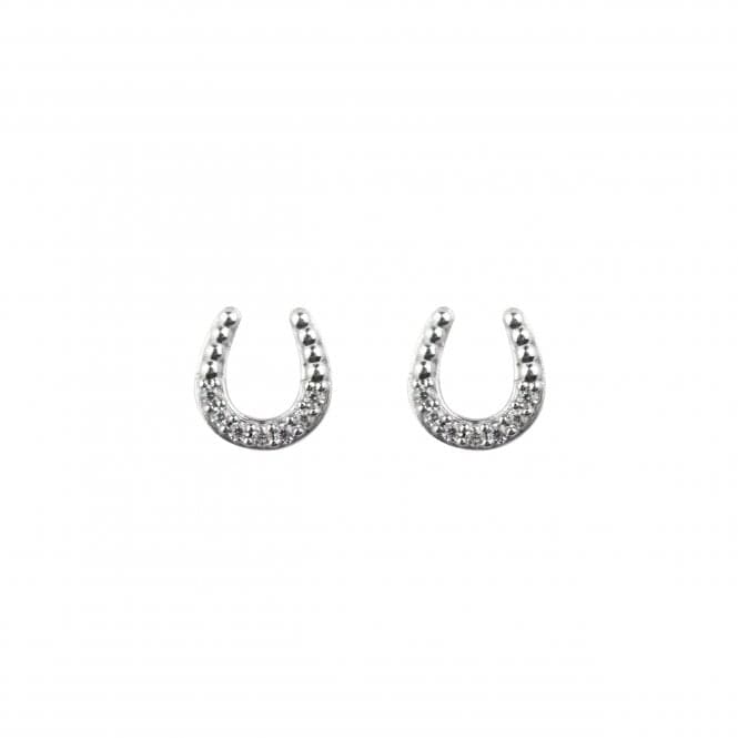 Beaded Horseshoe Zirconia Stud Earrings 3478CZDew3478CZ