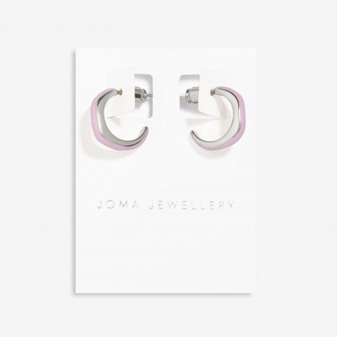 Beau Lilac Enamel Silver Plated Hoop Earrings 7124Joma Jewellery7124