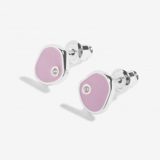 Beau Lilac Enamel Silver Plated Stud Earrings 7125Joma Jewellery7125