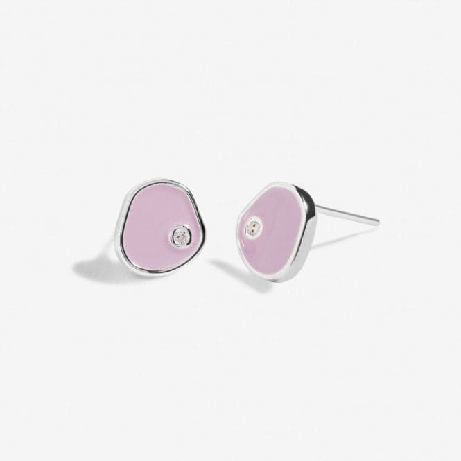 Beau Lilac Enamel Silver Plated Stud Earrings 7125Joma Jewellery7125