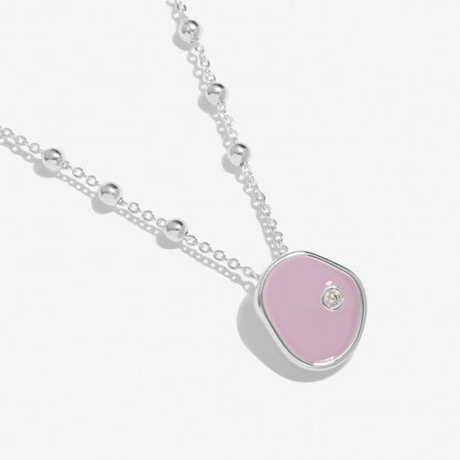 Beau Lilac Enamel Silver Plated Zirconia 46cm + 5cm Necklace 7129Joma Jewellery7129