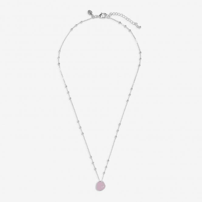 Beau Lilac Enamel Silver Plated Zirconia 46cm + 5cm Necklace 7129Joma Jewellery7129