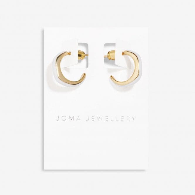 Beau White Enamel Gold Plated Hoop Earrings 7118Joma Jewellery7118