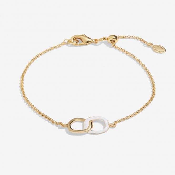 Beau White Enamel Gold Plated Linked 19cm Adjustable Bracelet 7120Joma Jewellery7120