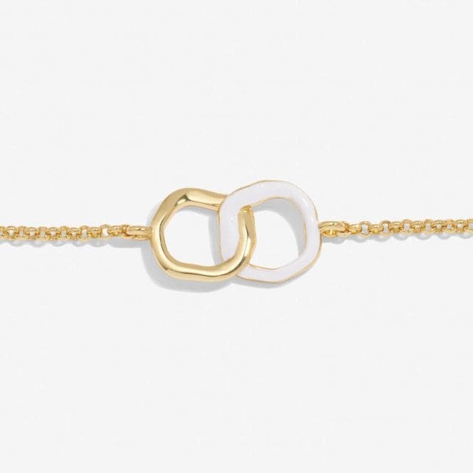 Beau White Enamel Gold Plated Linked 19cm Adjustable Bracelet 7120Joma Jewellery7120