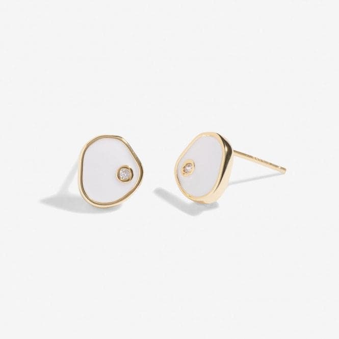 Beau White Enamel Gold Plated Stud Earrings 7119Joma Jewellery7119