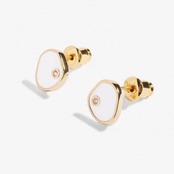 Beau White Enamel Gold Plated Stud Earrings 7119Joma Jewellery7119