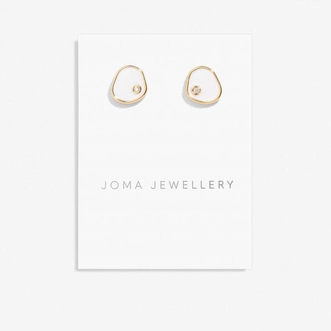 Beau White Enamel Gold Plated Stud Earrings 7119Joma Jewellery7119