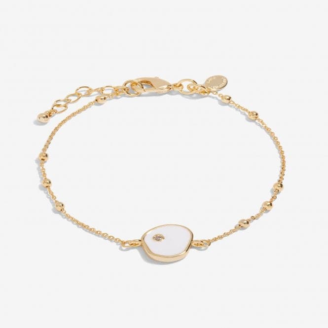 Beau White Enamel Gold Plated Zirconia 18cm + 3cm Bracelet 7122Joma Jewellery7122