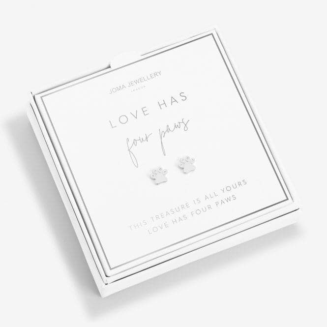 Beautifully Boxed A Little Love Has Four Paws Silver Box Earrings 5308Joma Jewellery5308