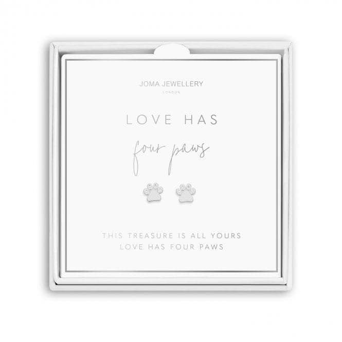 Beautifully Boxed A Little Love Has Four Paws Silver Box Earrings 5308Joma Jewellery5308