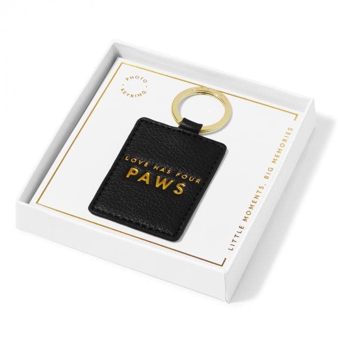 Beautifully Boxed Black Photo Keyring 'Love Has Four Paws' KLB3052Katie LoxtonKLB3052