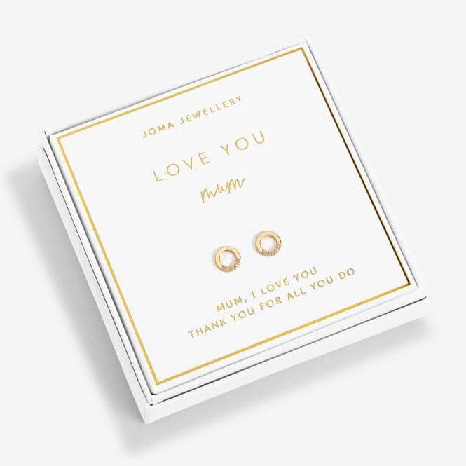 Beautifully Boxed Love You Mum Gold Box Earrings 6237Joma Jewellery6237