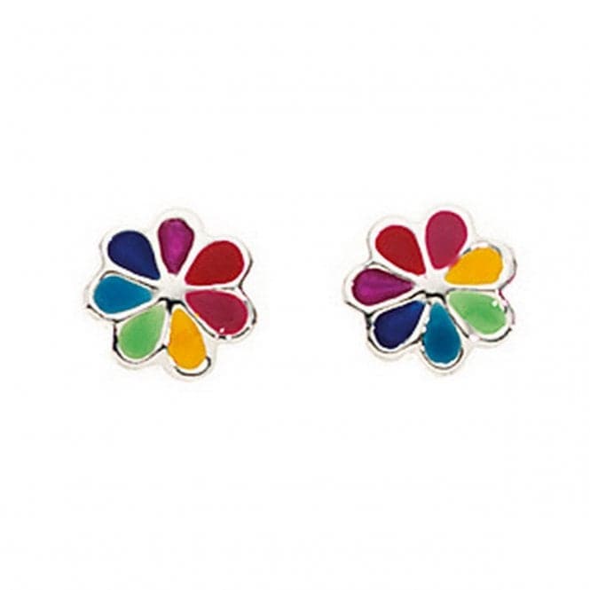 Beginnings Sterling Silver A632 Multi Colour Enamel Daisy Stud EarringsBeginningsA632