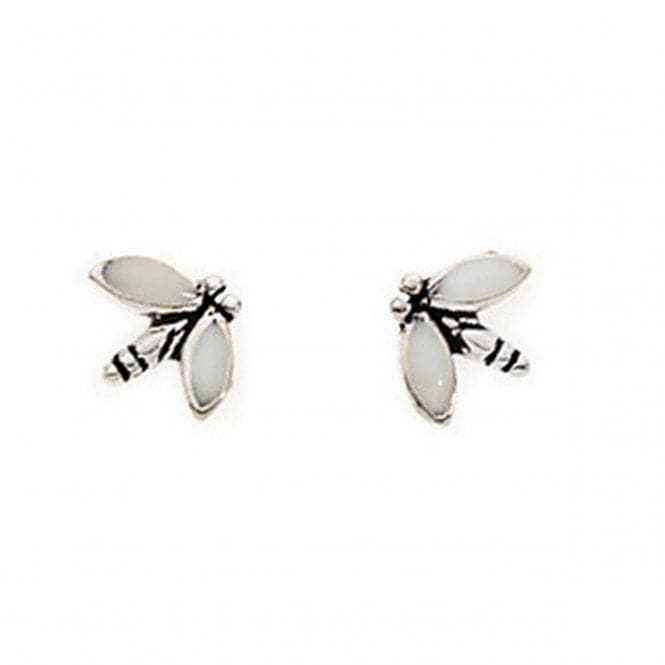 Beginnings Sterling Silver A683W White Enamel Dragonfly Stud EarringsBeginningsA683W